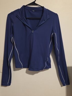 Royal Blue Quarter-Zip Performance Top with White Piping And Breathable Panels